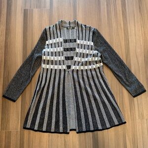 NIC+ZOE Black and Gray Striped Cardigan